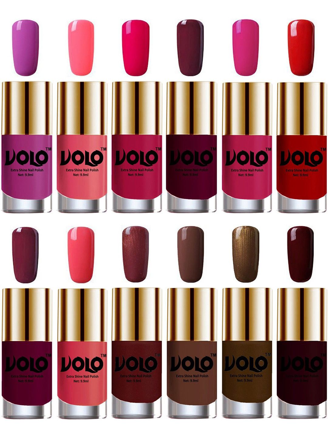 VOLO Set of 12 Luxury Super Shine Vibrant Shades Nail Polish-9ml Each-Combo No-04-picture-37