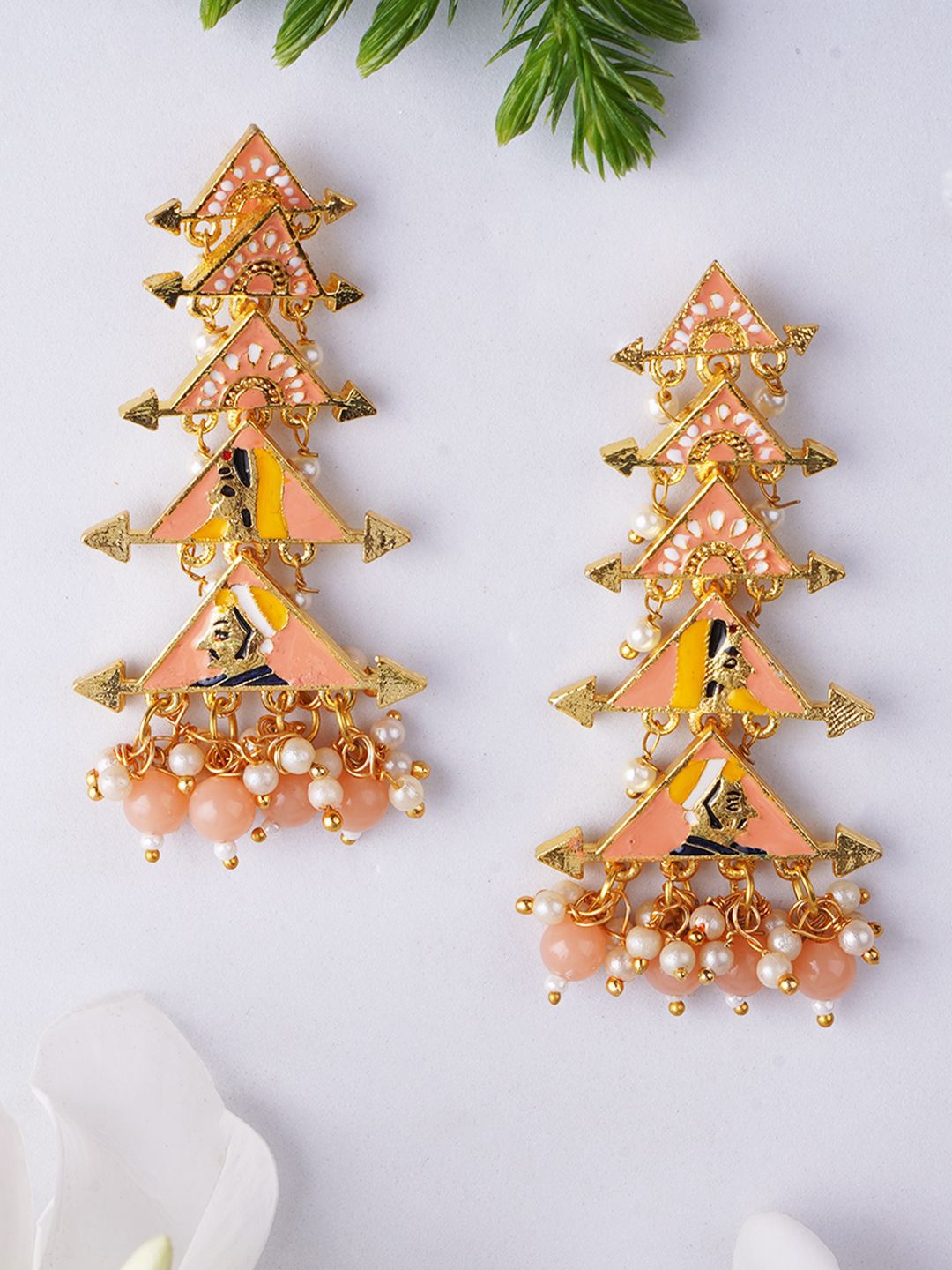 Sangria Gold-Plated Pearl-Beaded Drop Earrings-picture-8