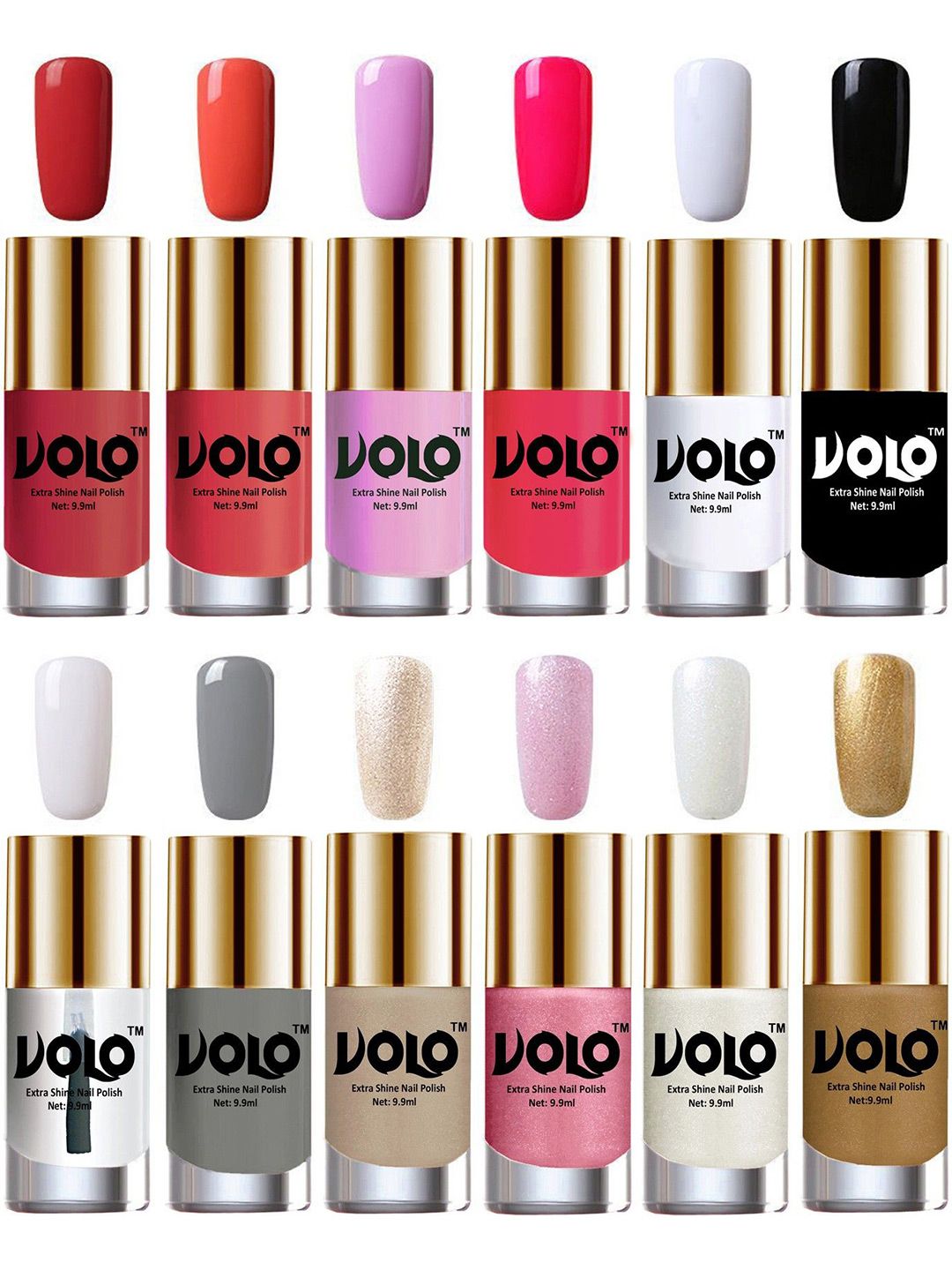 VOLO Set Of 12 Luxury Super Shine Vibrant Shades Nail Polish-9ml Each-Combo No-281-picture-24