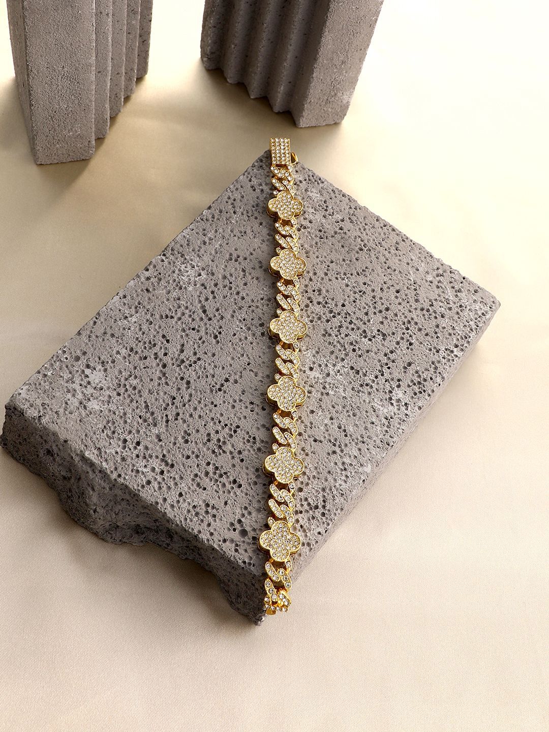 SOHI Gold Plated Artificial Stones Wraparound Bracelet-picture-22