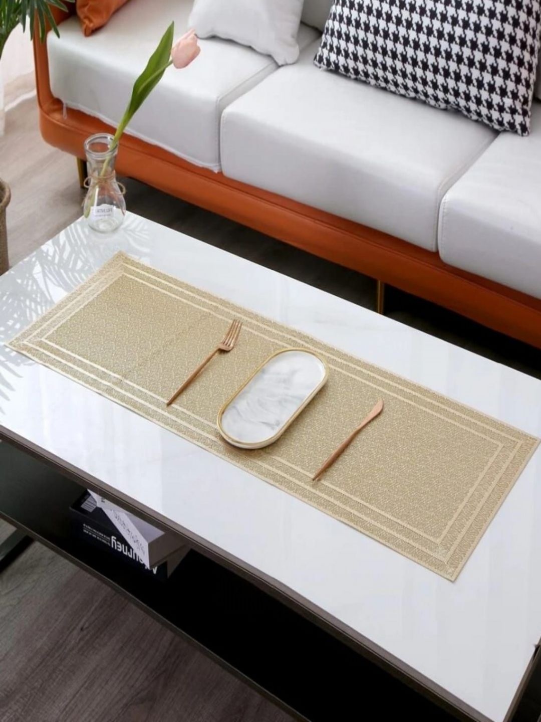 Dakshya Industries Gold-Toned Table Runner-image-45