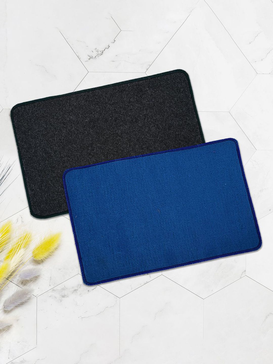 Kuber Industries Blue & Grey 2 Pieces Anti Skid Door Mat-picture-29