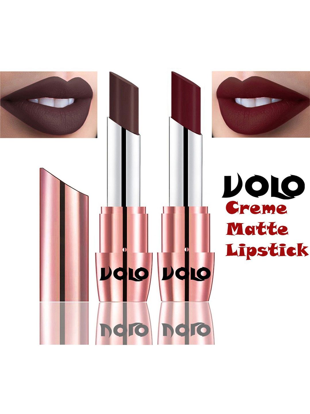 VOLO Set Of 2 Creme Matte Lipstick 3.5g Each - Maroon 635-Chocolate 642-picture-22