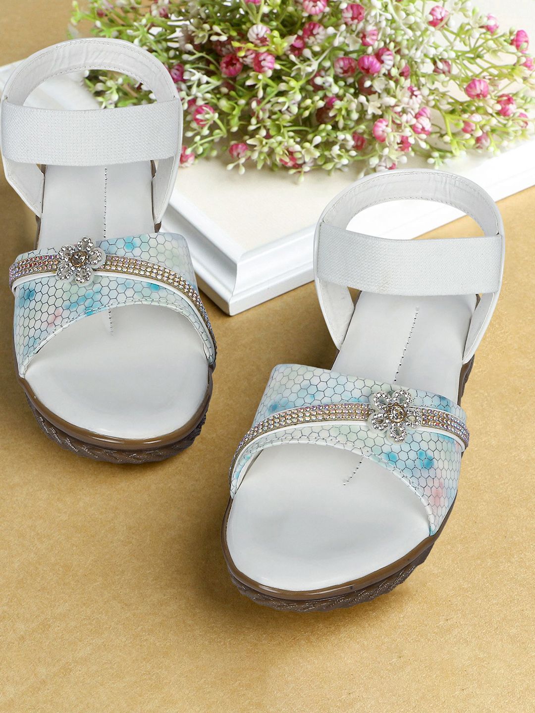 BAESD Girls Embellished Open Toe Flats