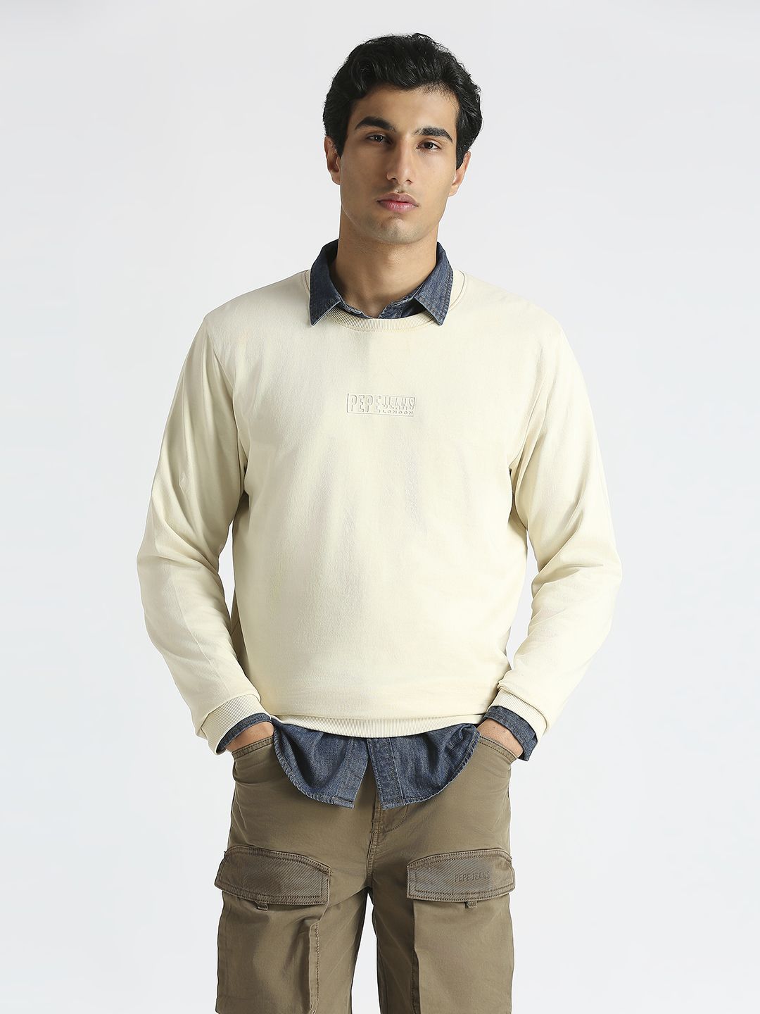 Pepe Jeans Men Solid Round Neck Pure Cotton Sweatshirt-picture-30