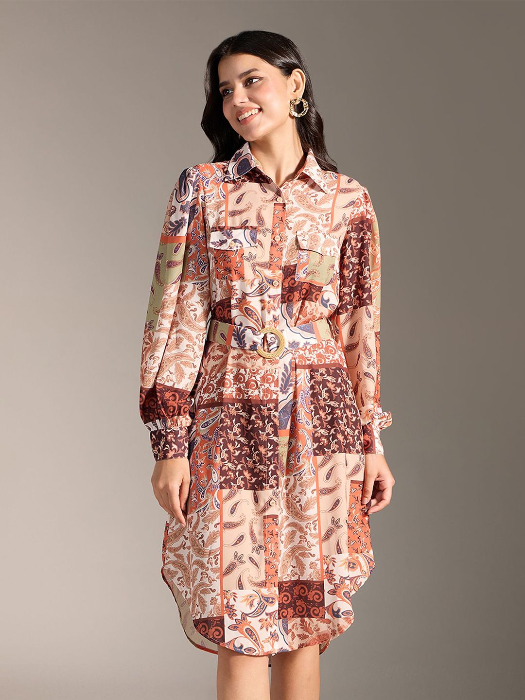 20Dresses Paisley Printed Belted Shirt Dress