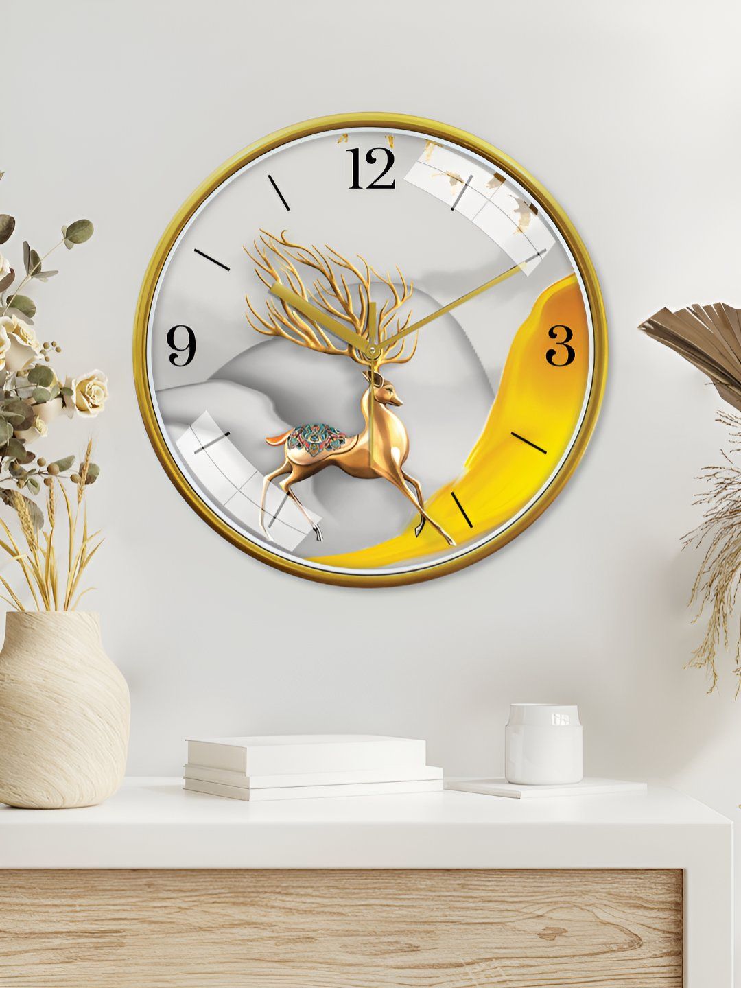 RANDOM Grey & Yellow Printed Contemporary Wall Clock-image-39