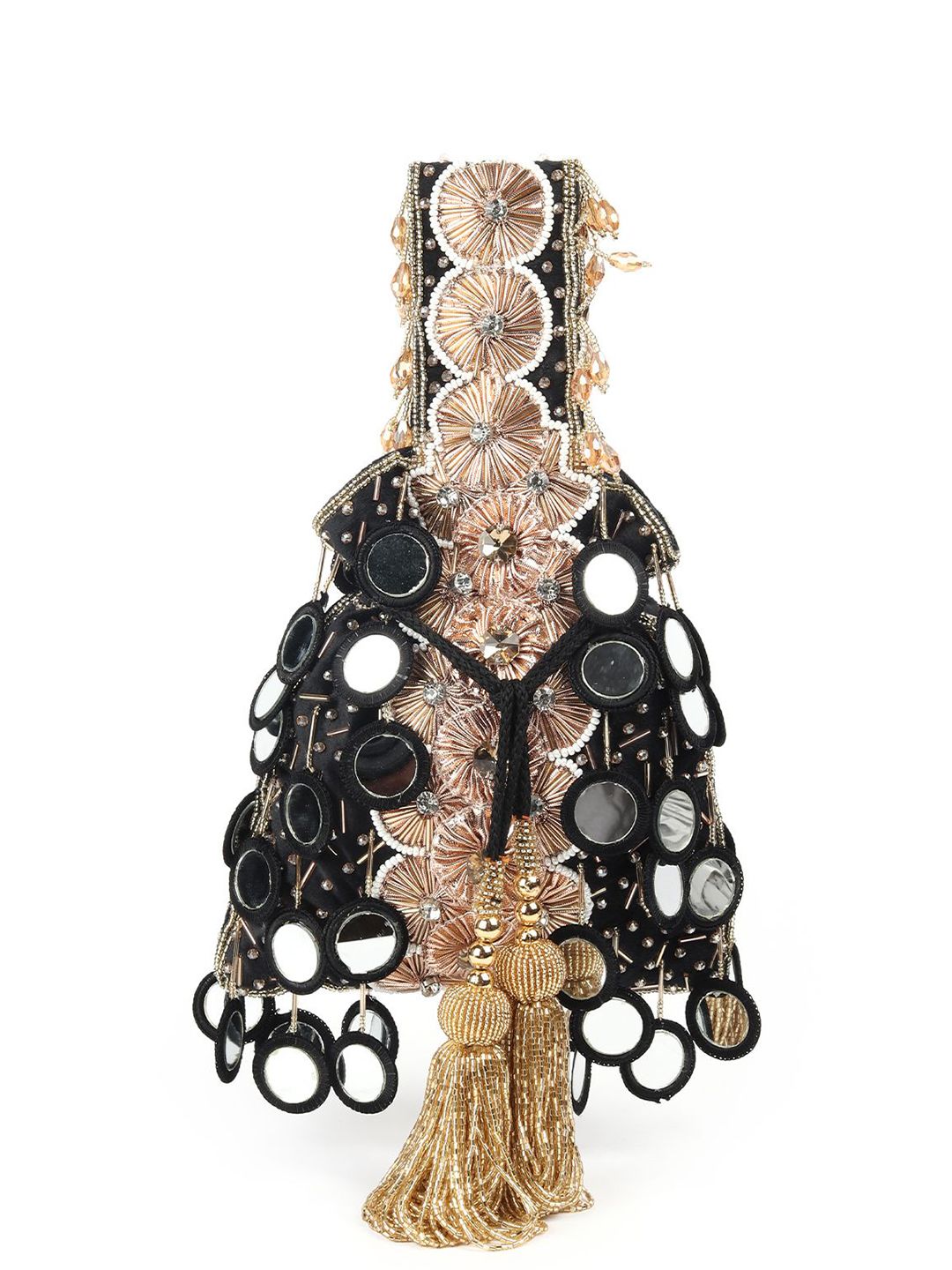 ODETTE Embellished Tasselled Potli Clutch-picture-22