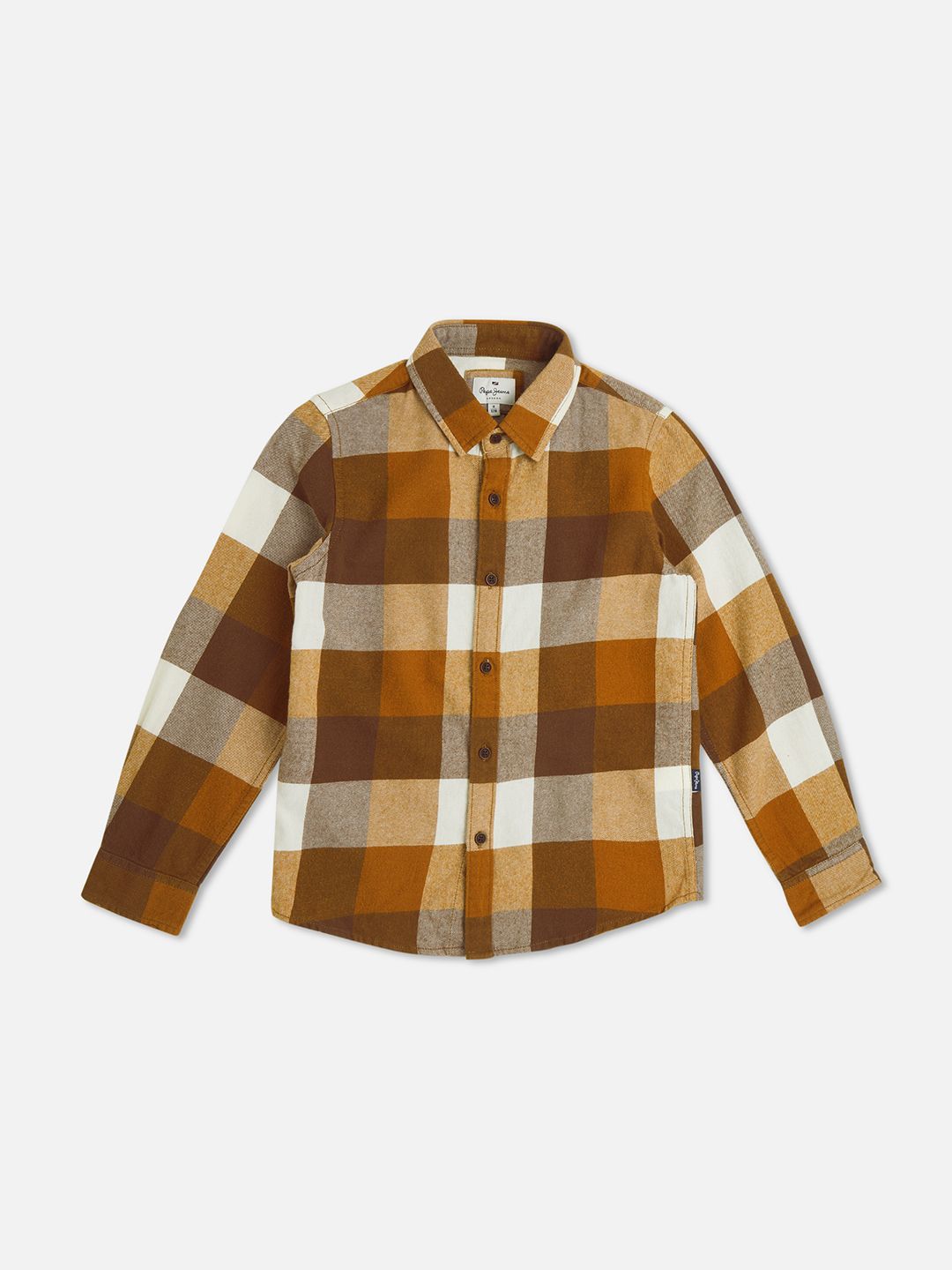 Pepe Jeans Boys Spread Collar Buffalo Checked Cotton Casual Shirt