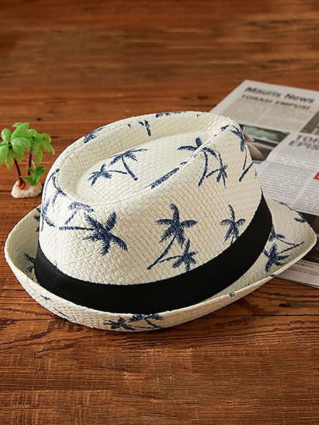 Infispace Men White Self Design Fedora Hat-image-23