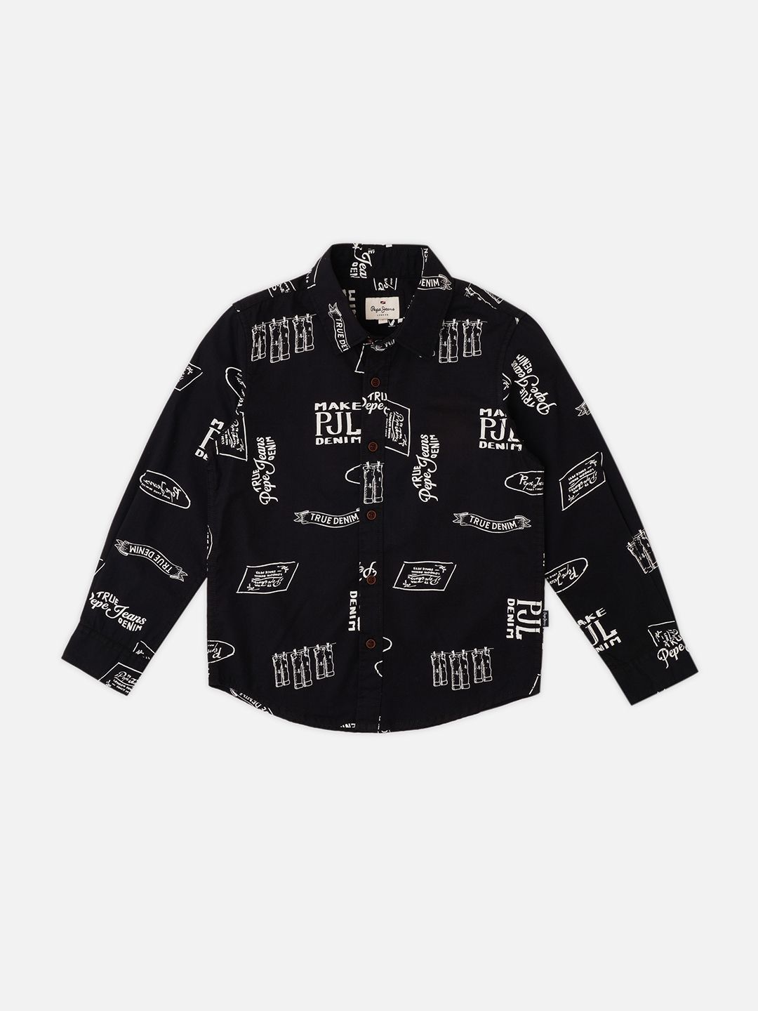 Pepe Jeans Boys Spread Collar Conversational Printed Cotton Casual Shirt