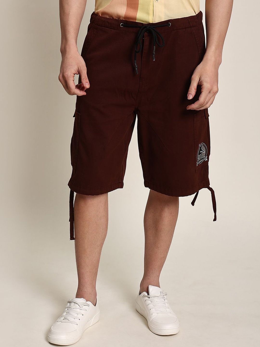 URA STREET Unisex Solid Cargo Relaxed Fit Mid-Rise Shorts-picture-20