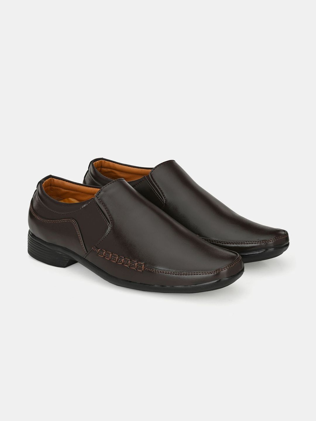 LeatherKraft Men Textured Formal Slip-On Shoes-picture-29
