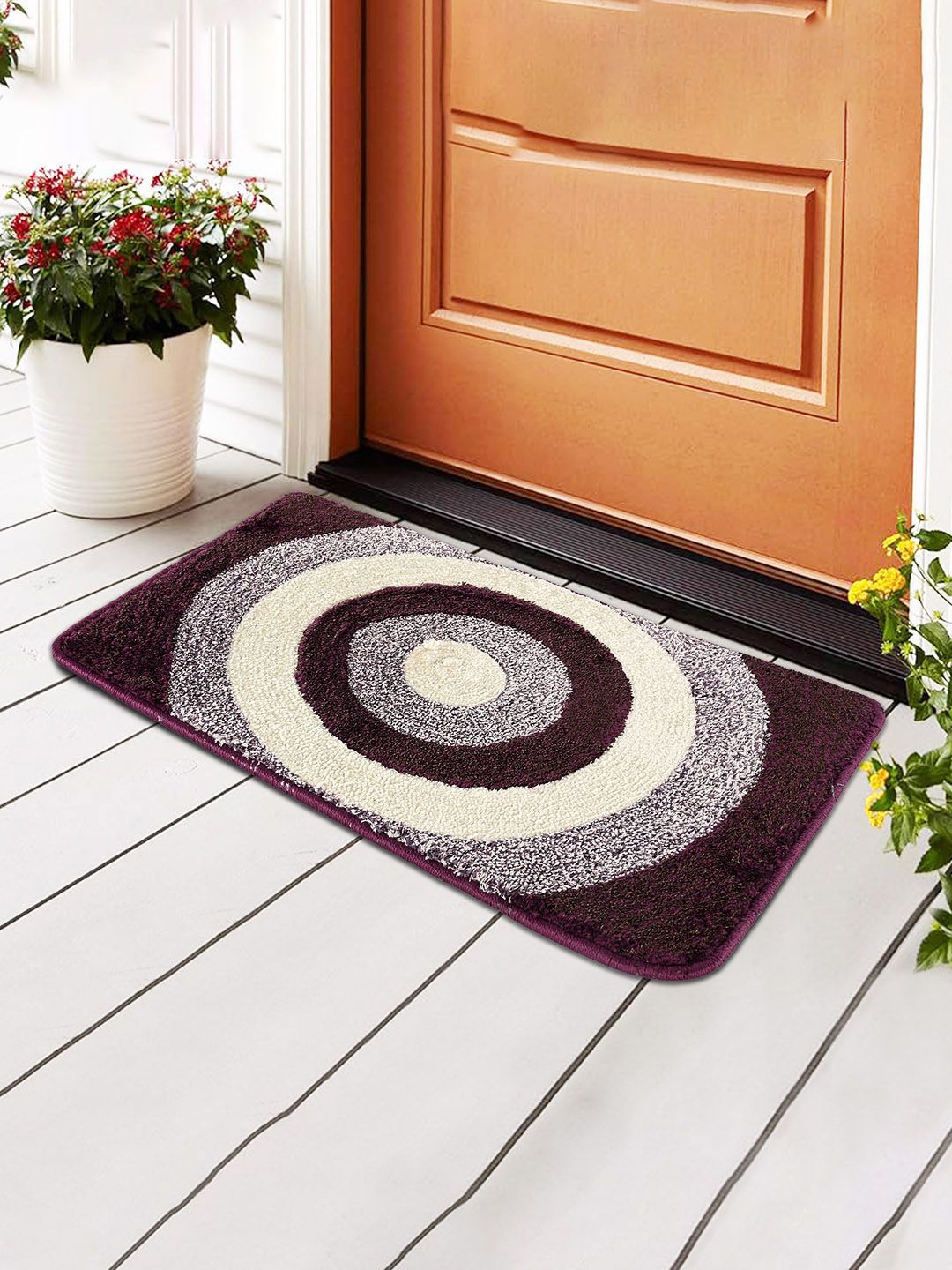 Kuber Industries Purple & White Geometric Printed Microfibrr Anti Skid Door Mat-picture-15
