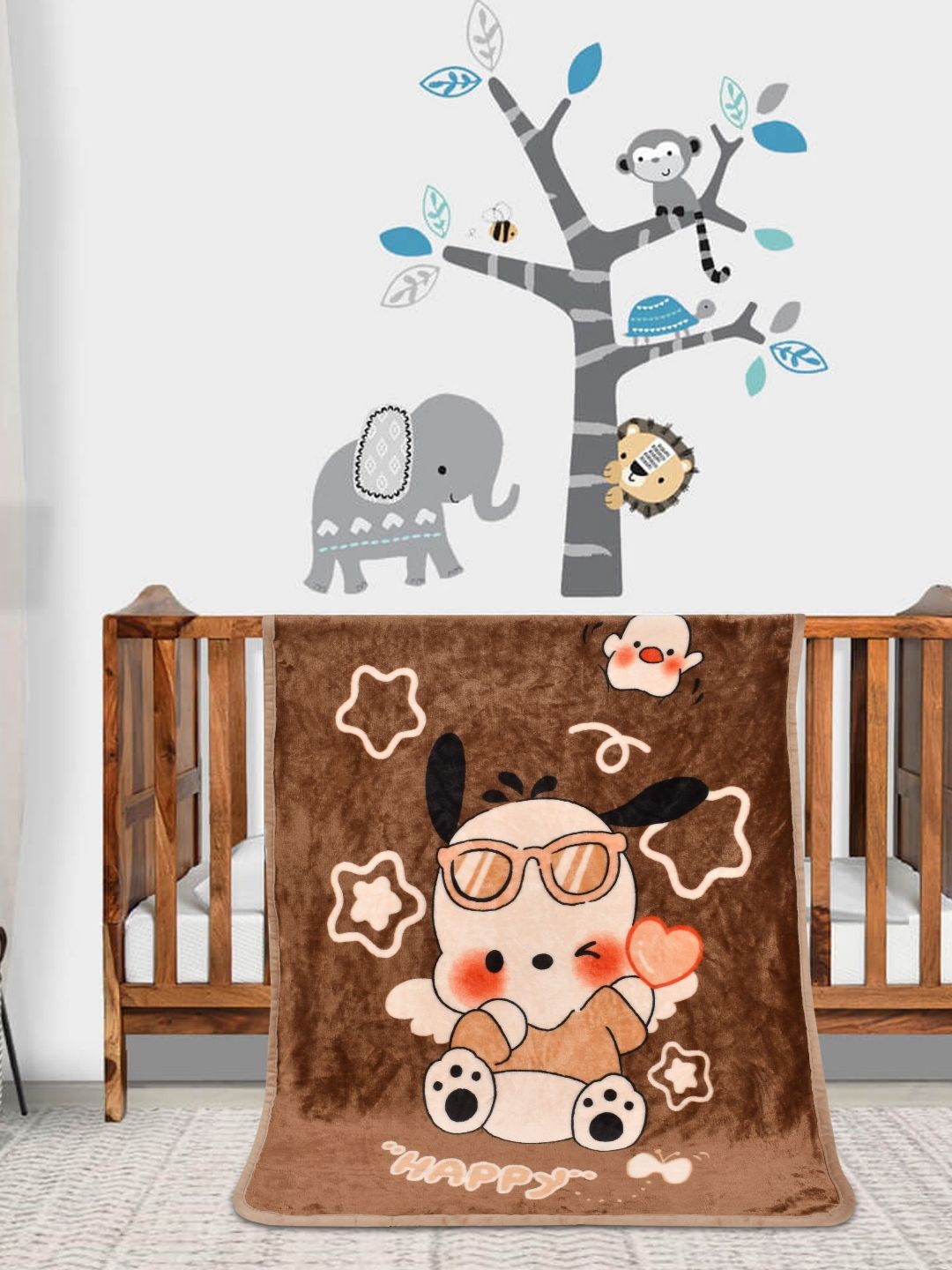 Florida Brown & White Cartoon Characters Fleece Mild Winter Single Bed Blanket-image-31
