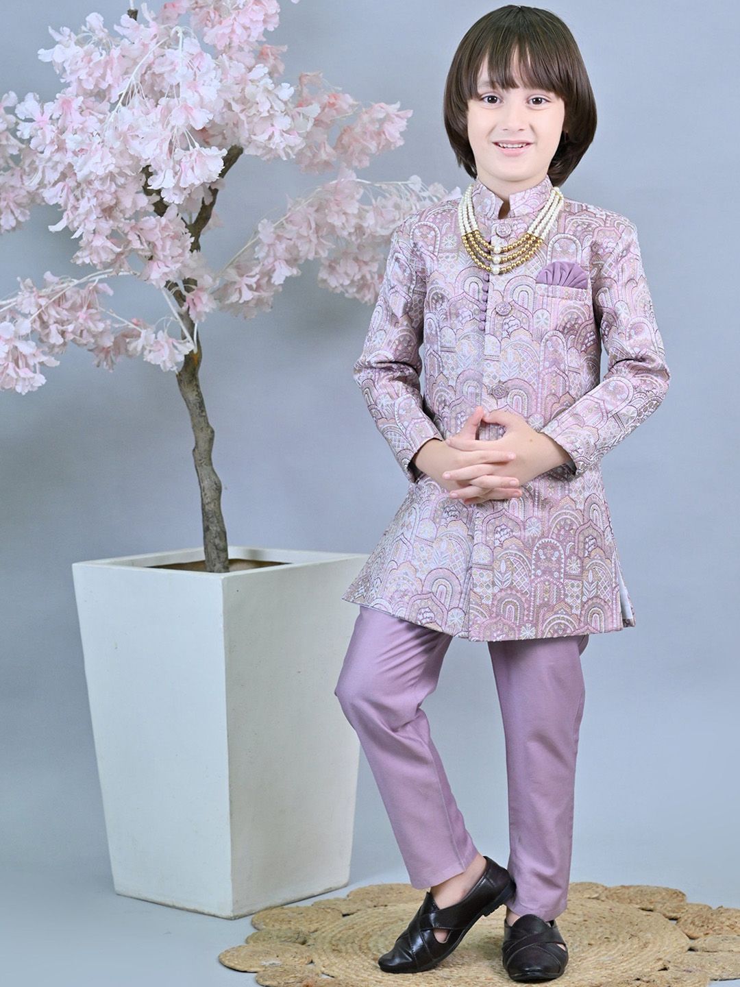 ahhaaaa Self-Design Sherwani Set-picture-23