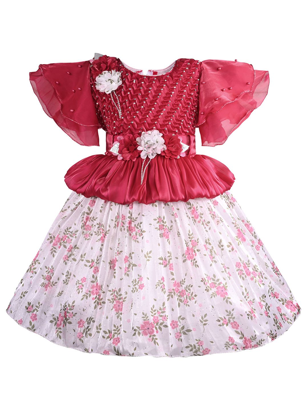 Wish Karo Floral Print Cape Sleeve Fit & Flare Dress-picture-13