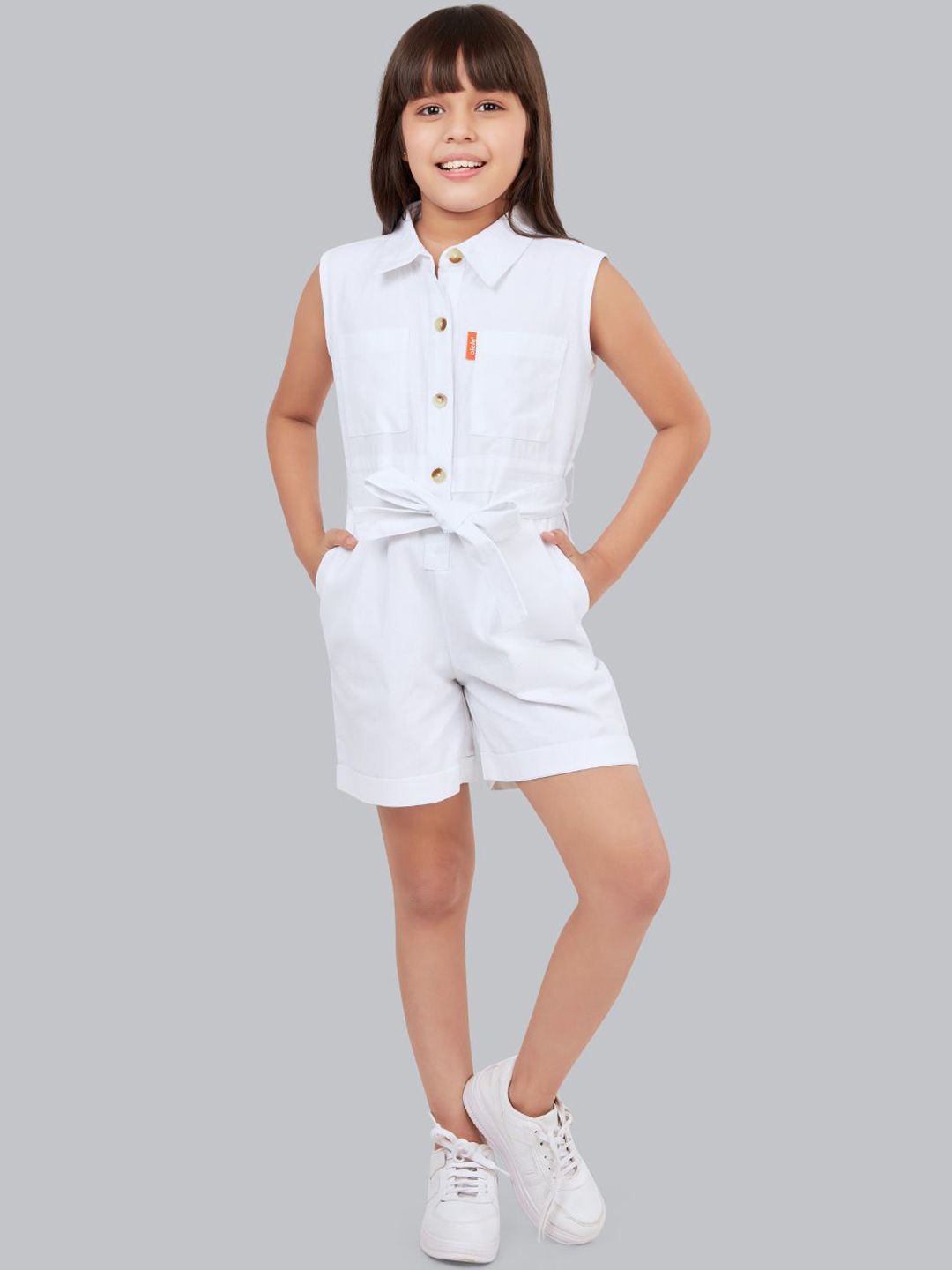 Olele Shirt Collar Sleeveless Jumpsuit-picture-37