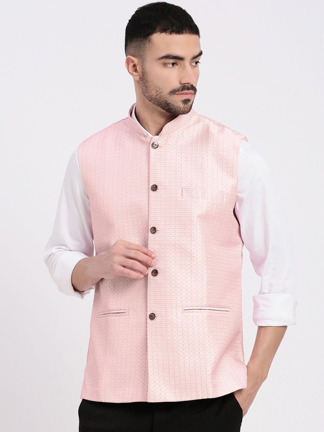 SHOWOFF Woven Design Slim Fit Nehru Jacket-picture-40