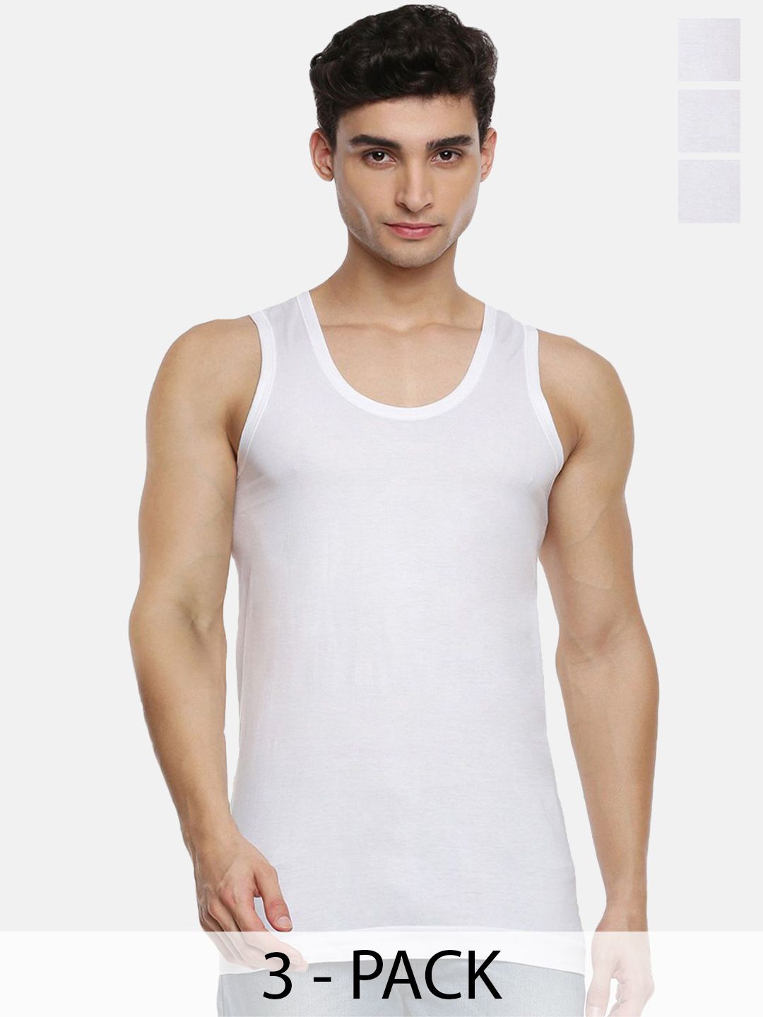 Ramraj Men Pack Of 3 Cotton Sleeveless Innerwear Vest- R1SukraRN3Pcs-White-picture-15