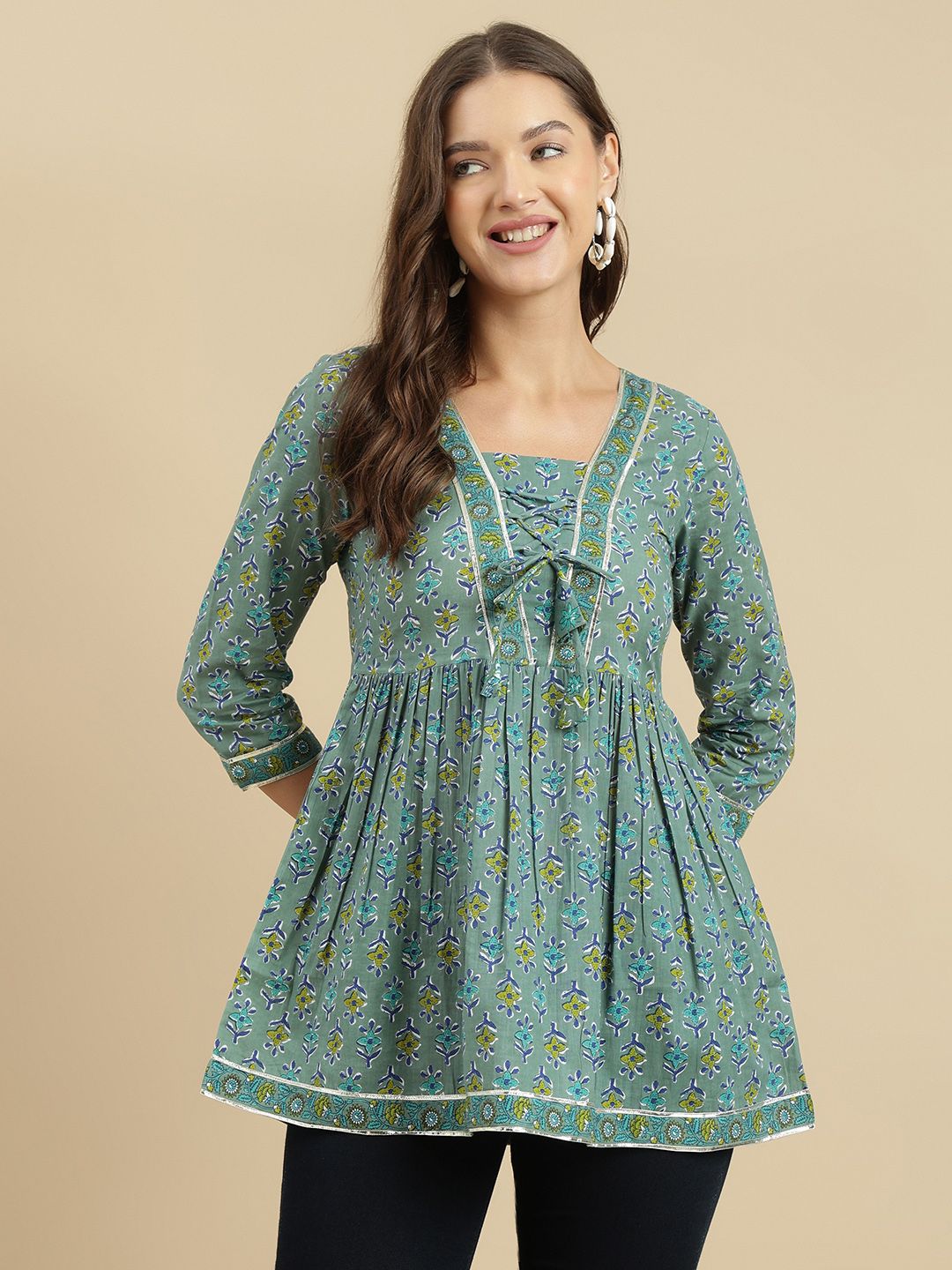 JANAKDULARI CREATION Women Floral Printed Square Neck Cotton Top-picture-40