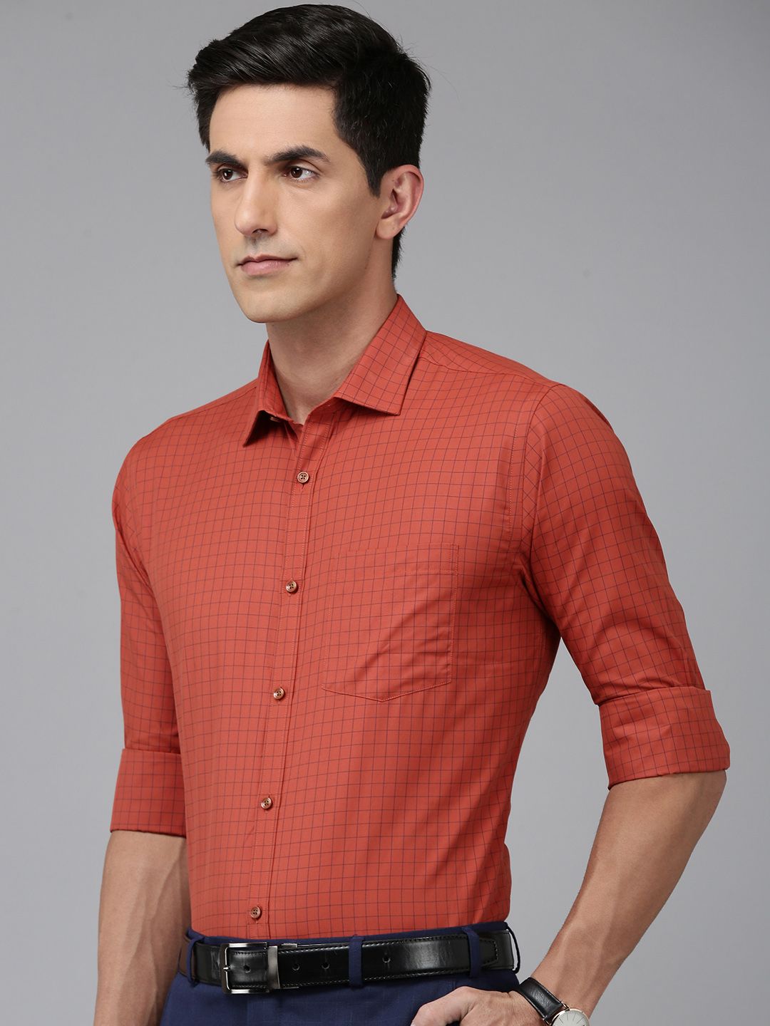 Park Avenue Slim Fit Checked Formal Shirt-image-41