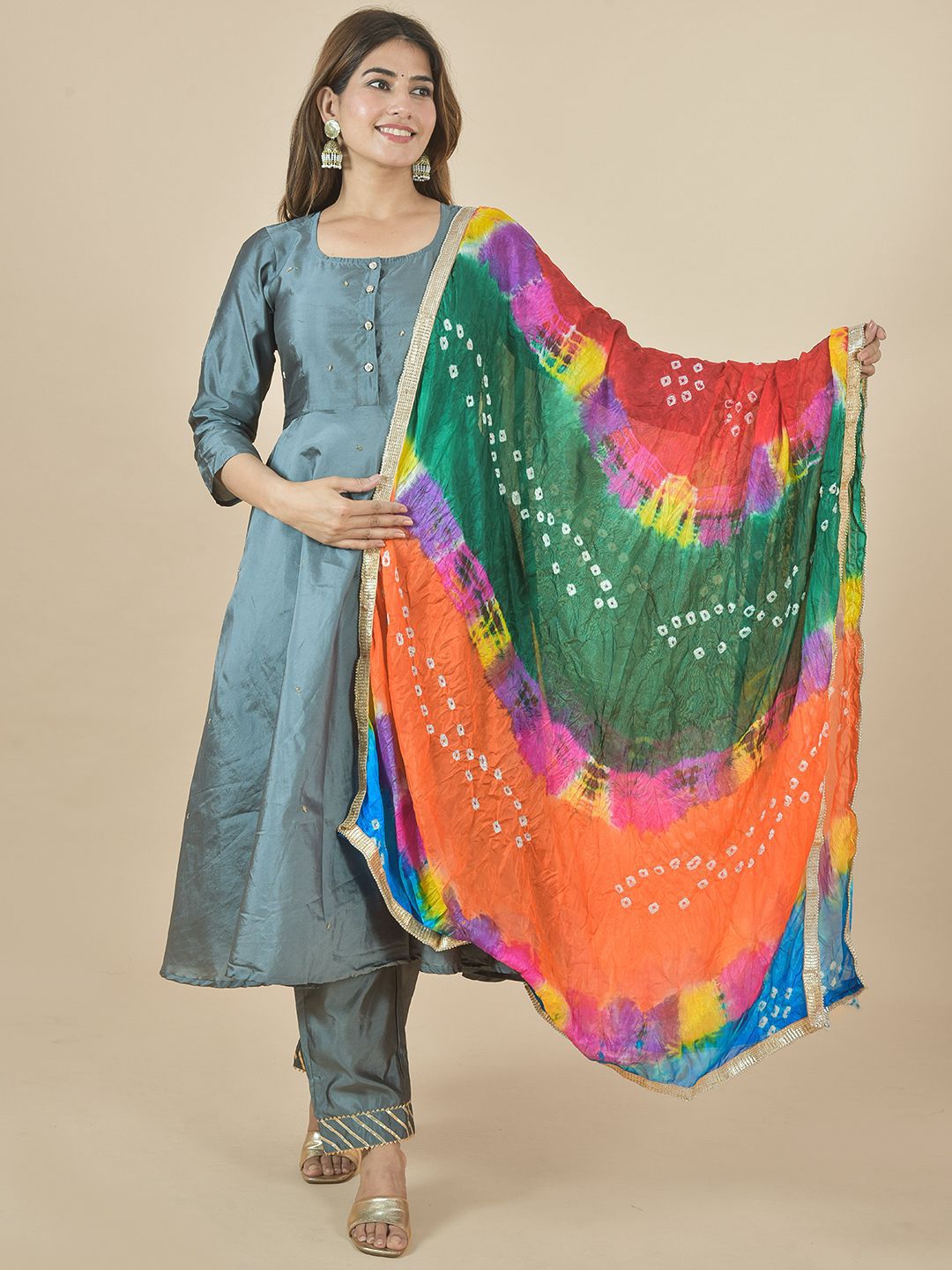 LA FEMINAE Printed Art Silk Bandhani Dupatta-picture-31