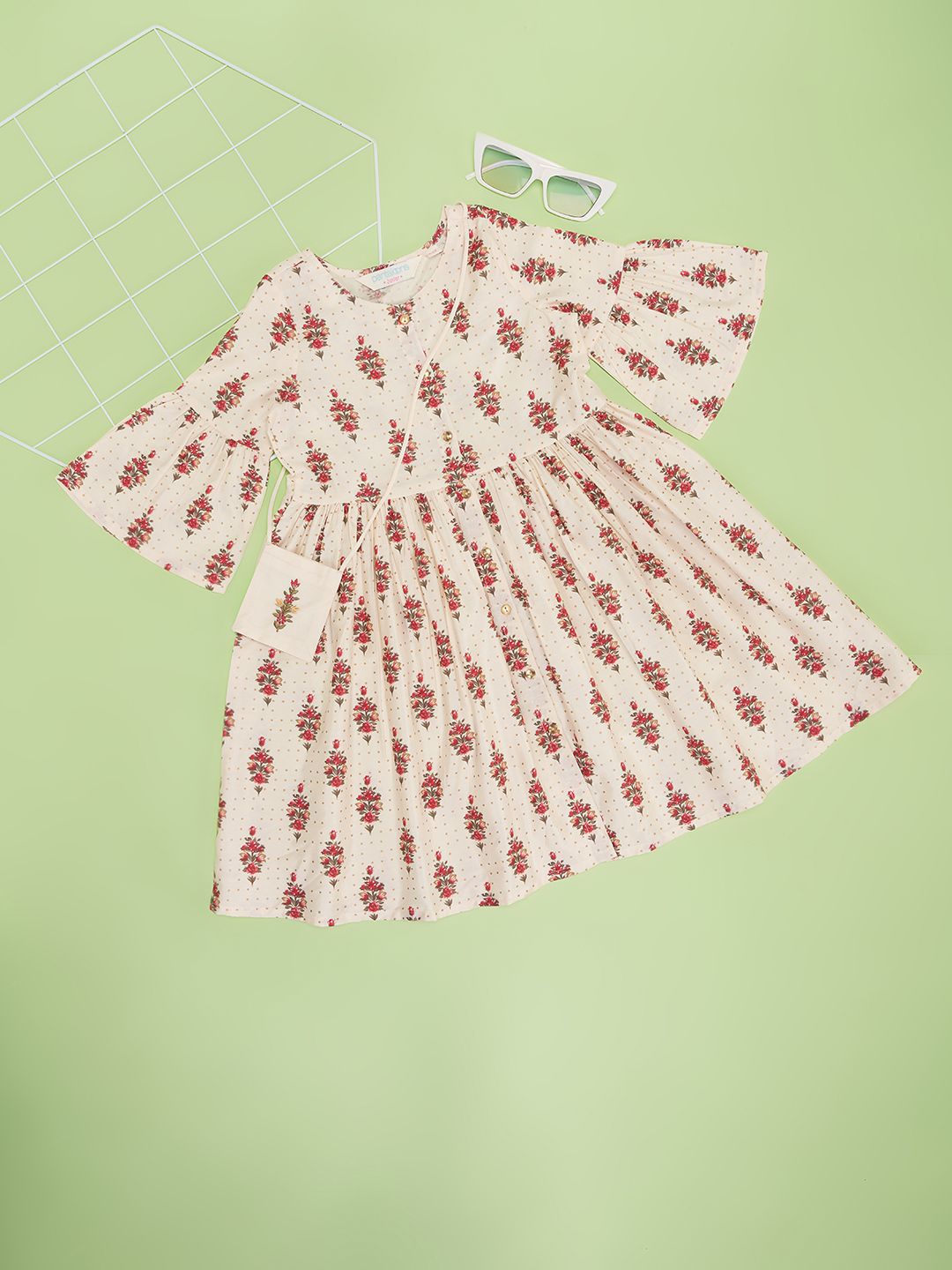 AKKRITI BY PANTALOONS Floral Bell Sleeve Fit & Flare Dress-picture-25