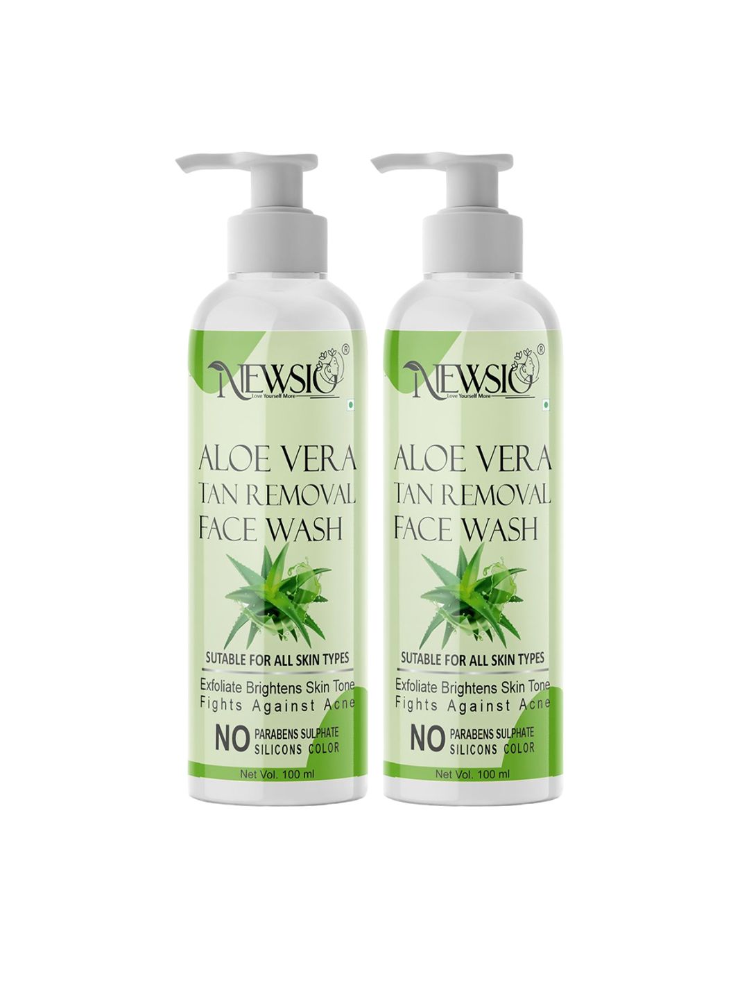 Newsio Set Of 2 Aloe Vera Tan Removal Face Wash-100 ml Each-image-31