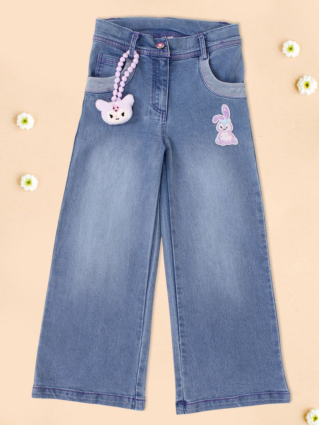 CUTECUMBER Girls Relaxed Fit Light Fade Stretchable Jeans