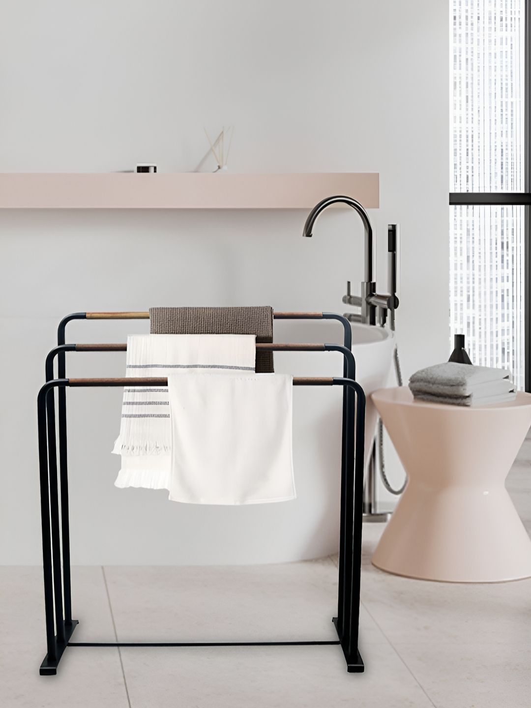 Metalsmith Black & Brown Stainless Steel Classic Matte Towel Holder-picture-11