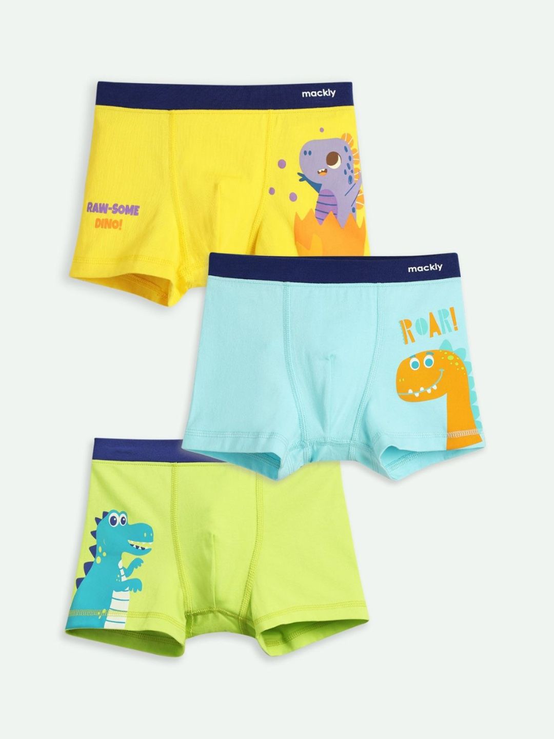 mackly Boys Pack Of 3 Animal Printed Boxer Style Briefs MB-703