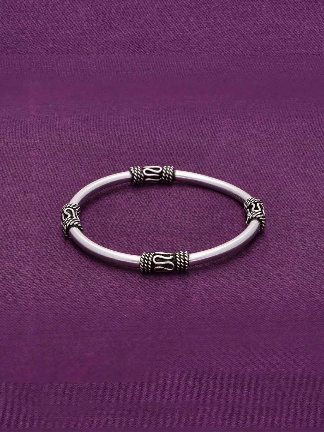 KAI JEWEL Kids 925 Sterling Silver Rhodium-Plated Kada Bracelet-image-48