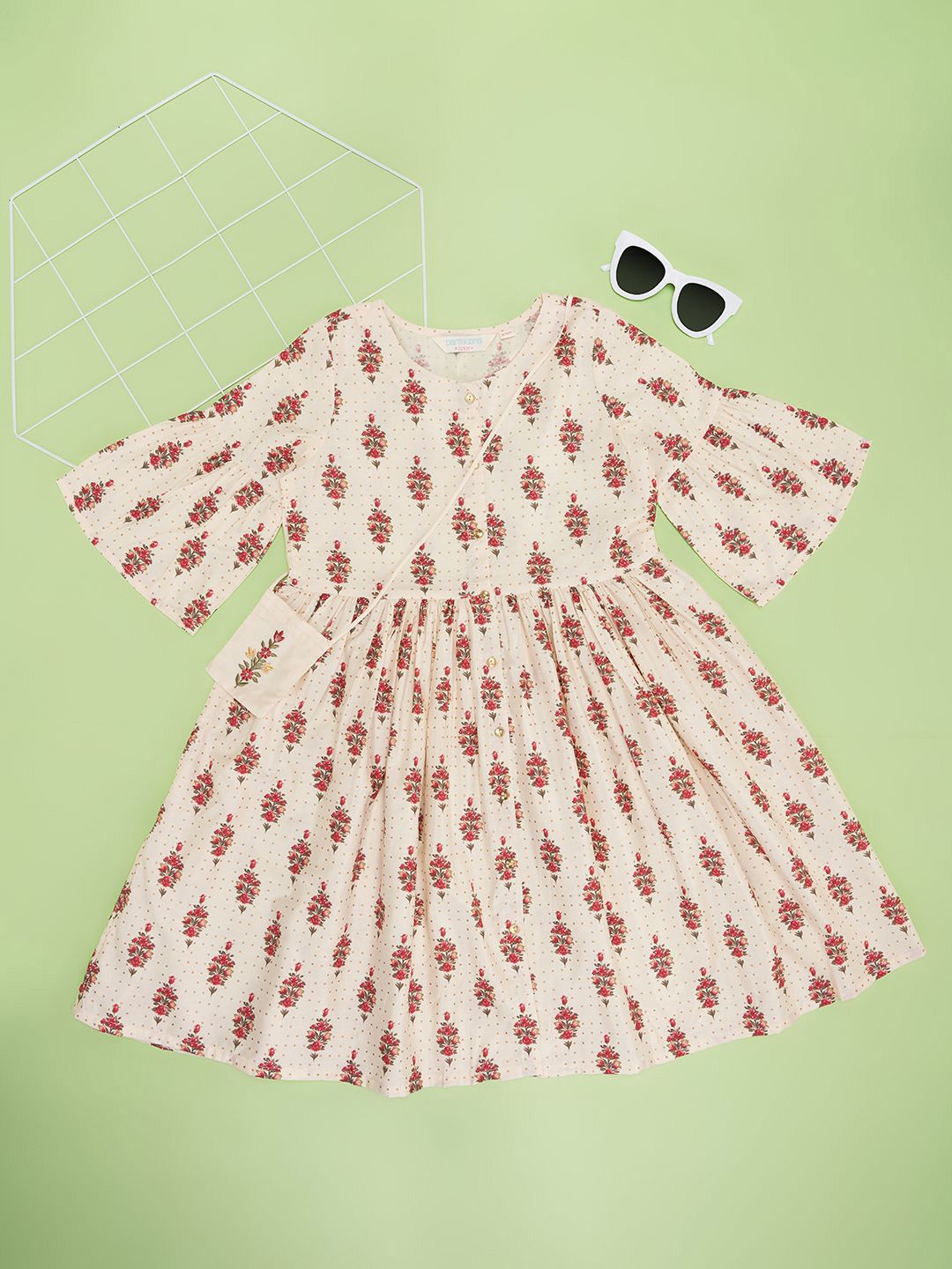 AKKRITI BY PANTALOONS Floral Bell Sleeve Fit & Flare Dress-picture-26