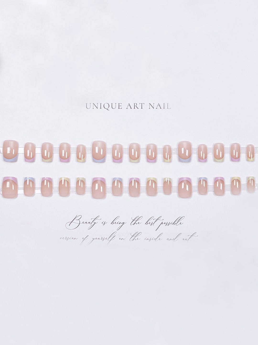 Secret Lives Set Of 24 Glossy Square Shape Reusable Artificial Nails - Ombeo Design-picture-10