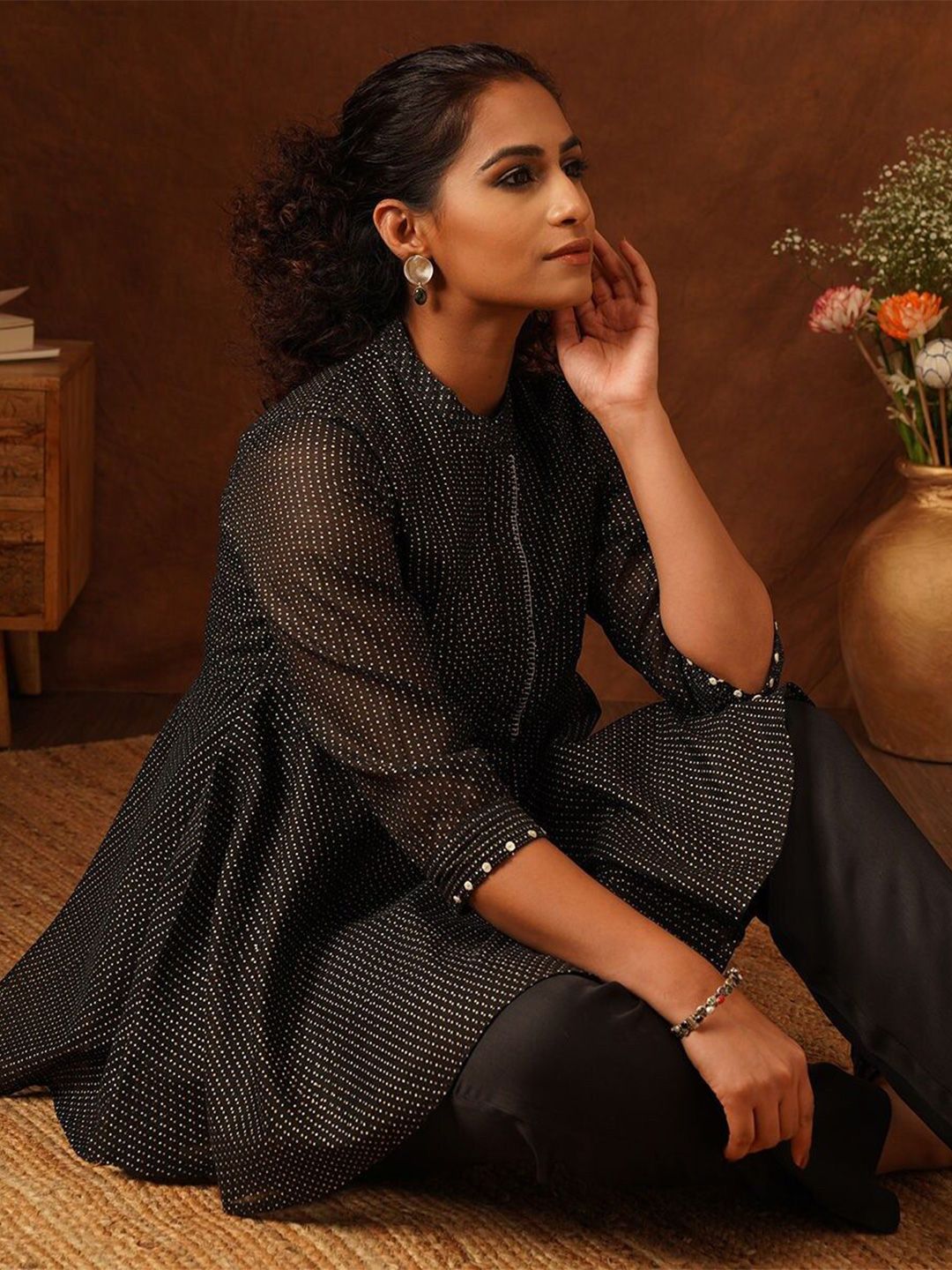 JAYPORE Mandarin Collar Printed Tunic-picture-19