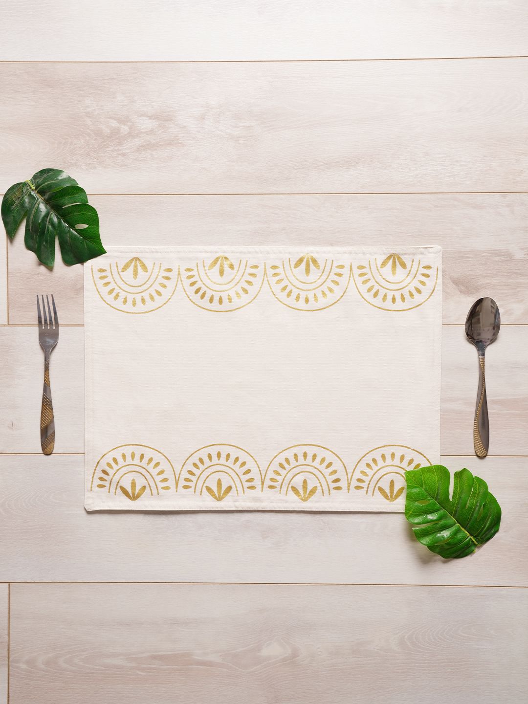 BLANC9 Off White 6 Piece Printed Pure Cotton Table Placemats