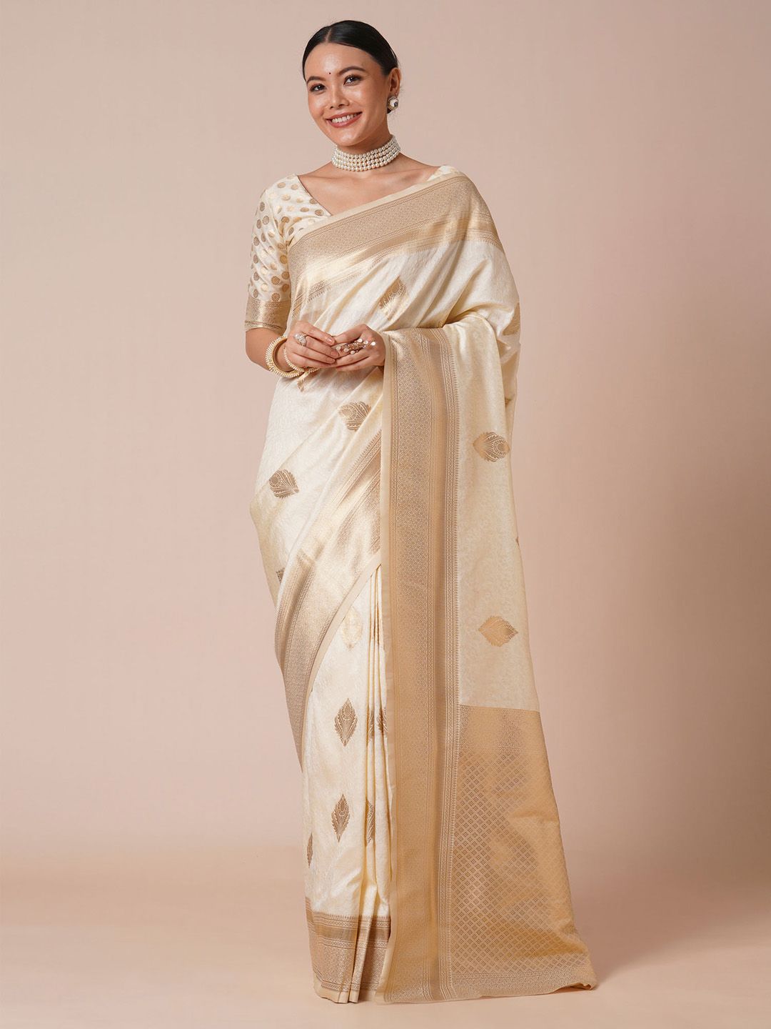 House of Pataudi Bagh Woven Design Banarasi Saree With Blouse Piece-picture-42