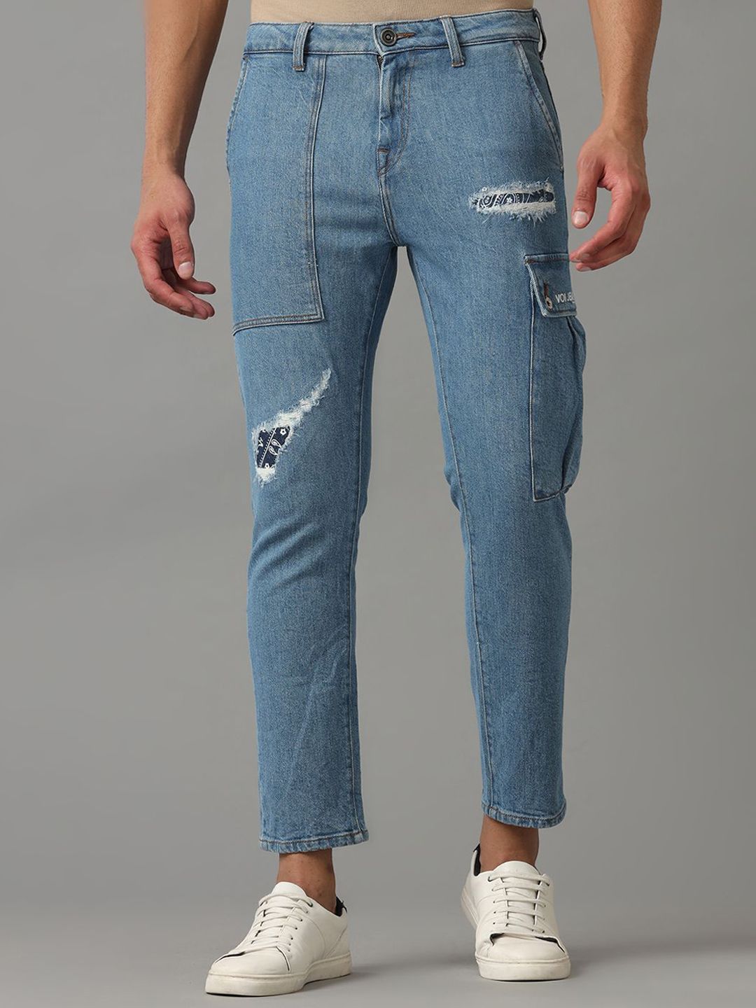 Voi Jeans Men Cotton Mildly Distressed Stretchable Jeans-picture-22