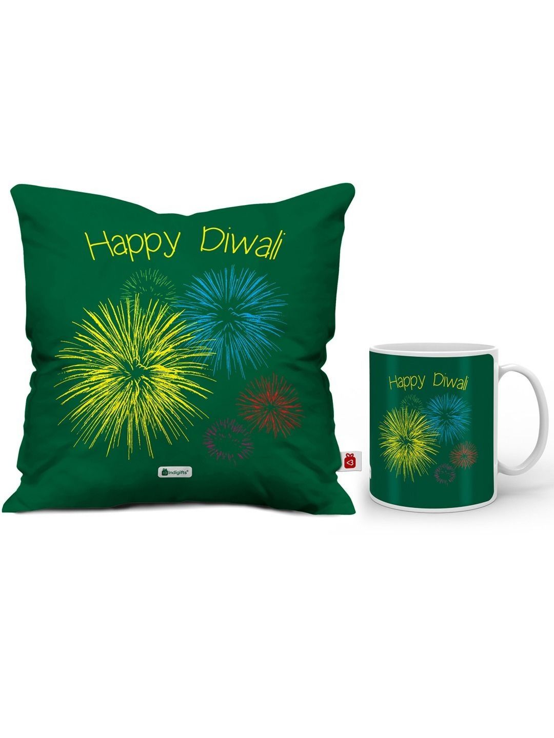 Indigifts 2-Pcs Diwali Quote Printed Cushion Cover & Mug Gift Set-picture-13