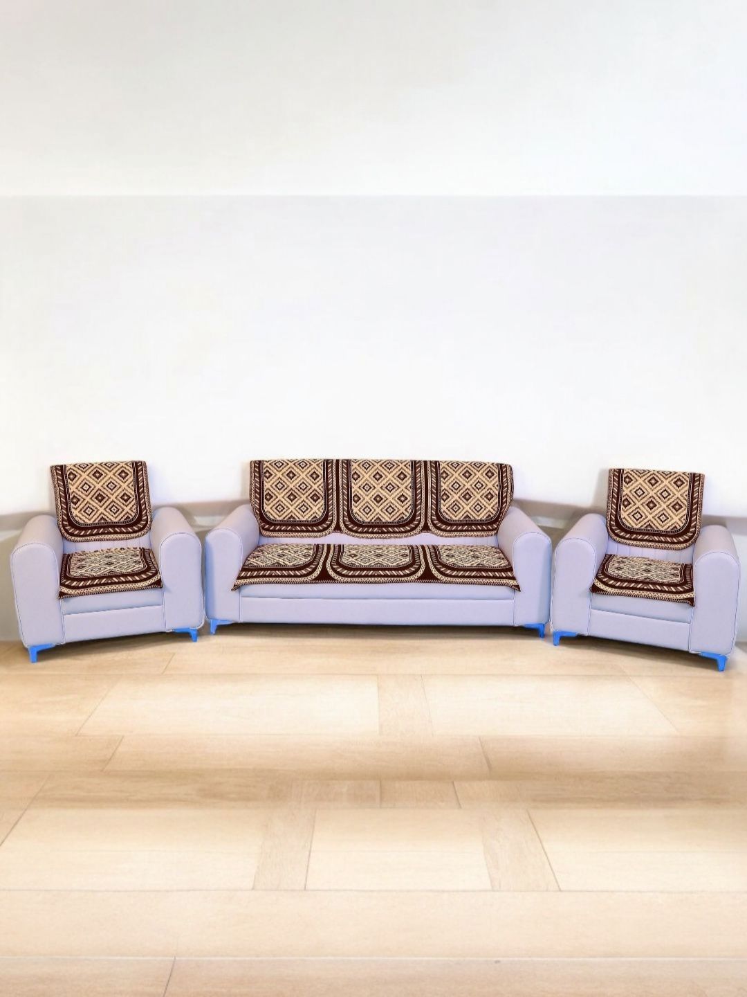 BIGGER FISH Coffee Brown Cotton Sofa Cover-image-31