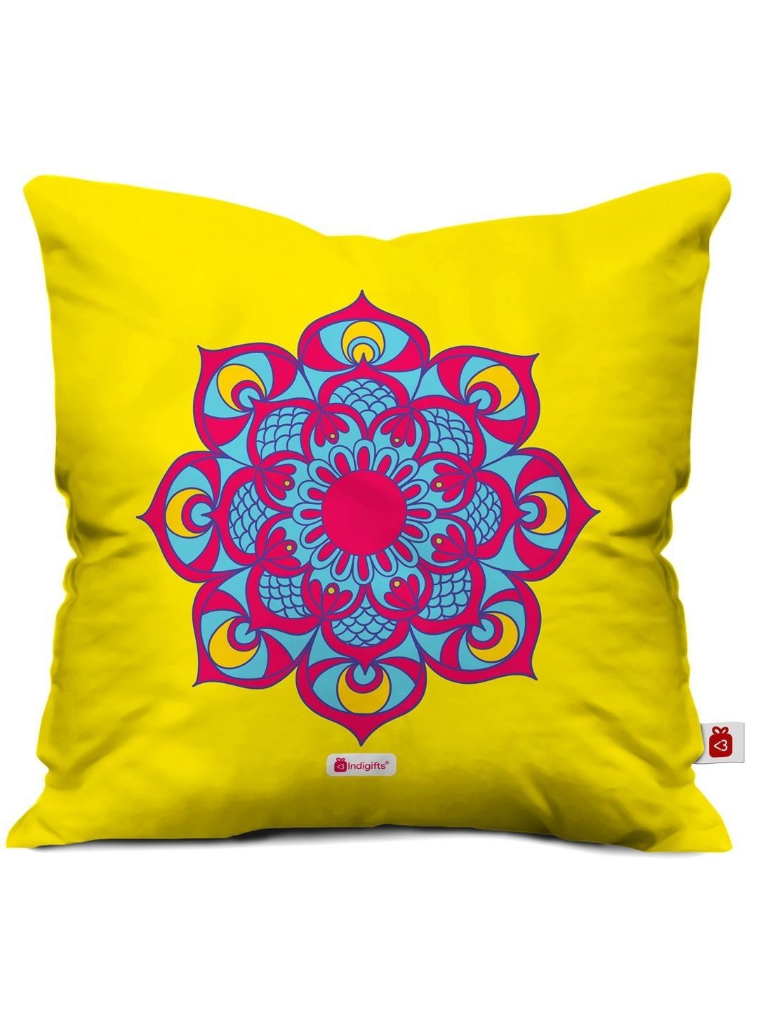 Indigifts Yellow & Blue Floral Square Cushion Covers-picture-42