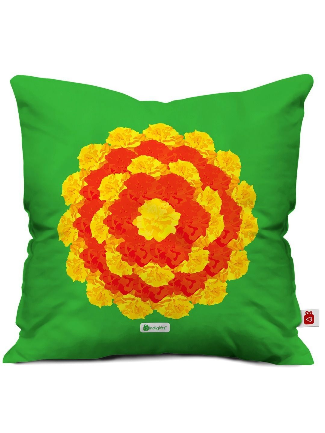 Indigifts Green & Red Printed Square Cushion Cover-picture-16