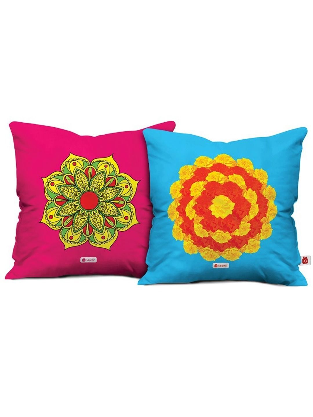 Indigifts 2 Pink & Blue Printed Square Cushion Covers-picture-17