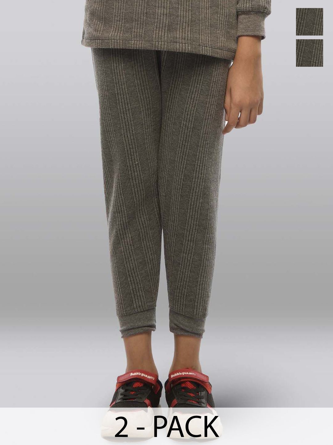 INFERNO Kids Pack of 2 Ribbed Mid-Rise Thermal Bottoms-image-19