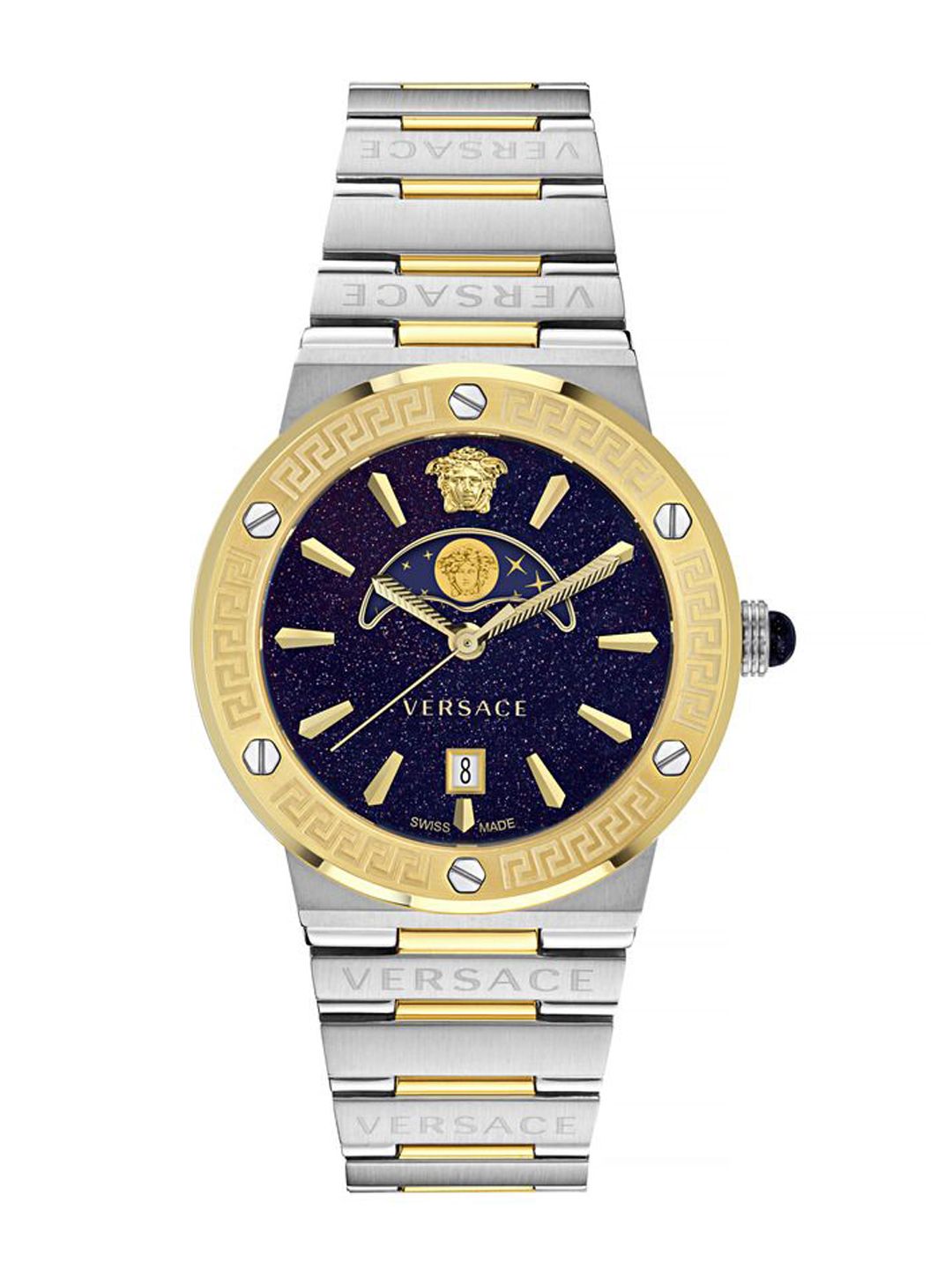 Versace Unisex Brass Embellished Dial & Stainless Steel Bracelet Style Straps Analogue Watch VE7G00223-picture-23