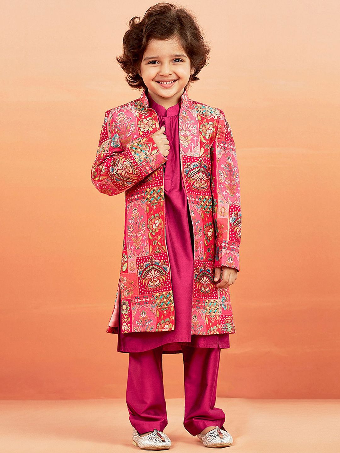 VASTRAMAY Boys Printed Sherwani Set-picture-16