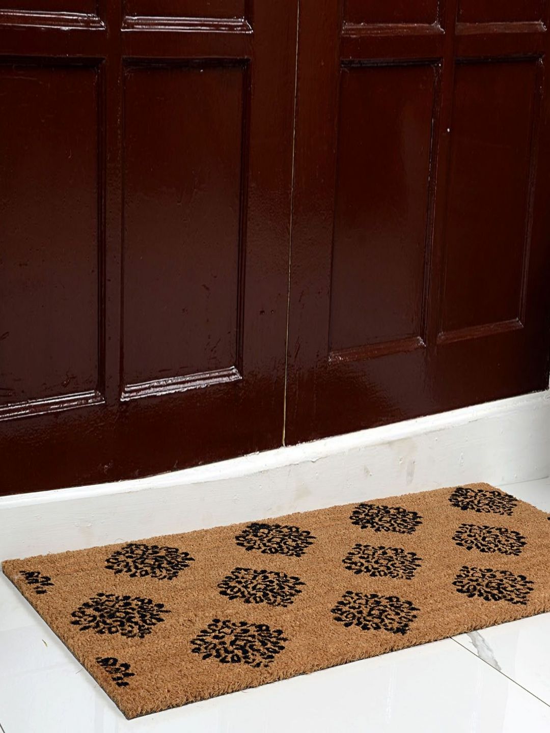 Saral Home Black & Beige Coir Anti Slip Printed Doormats-picture-10