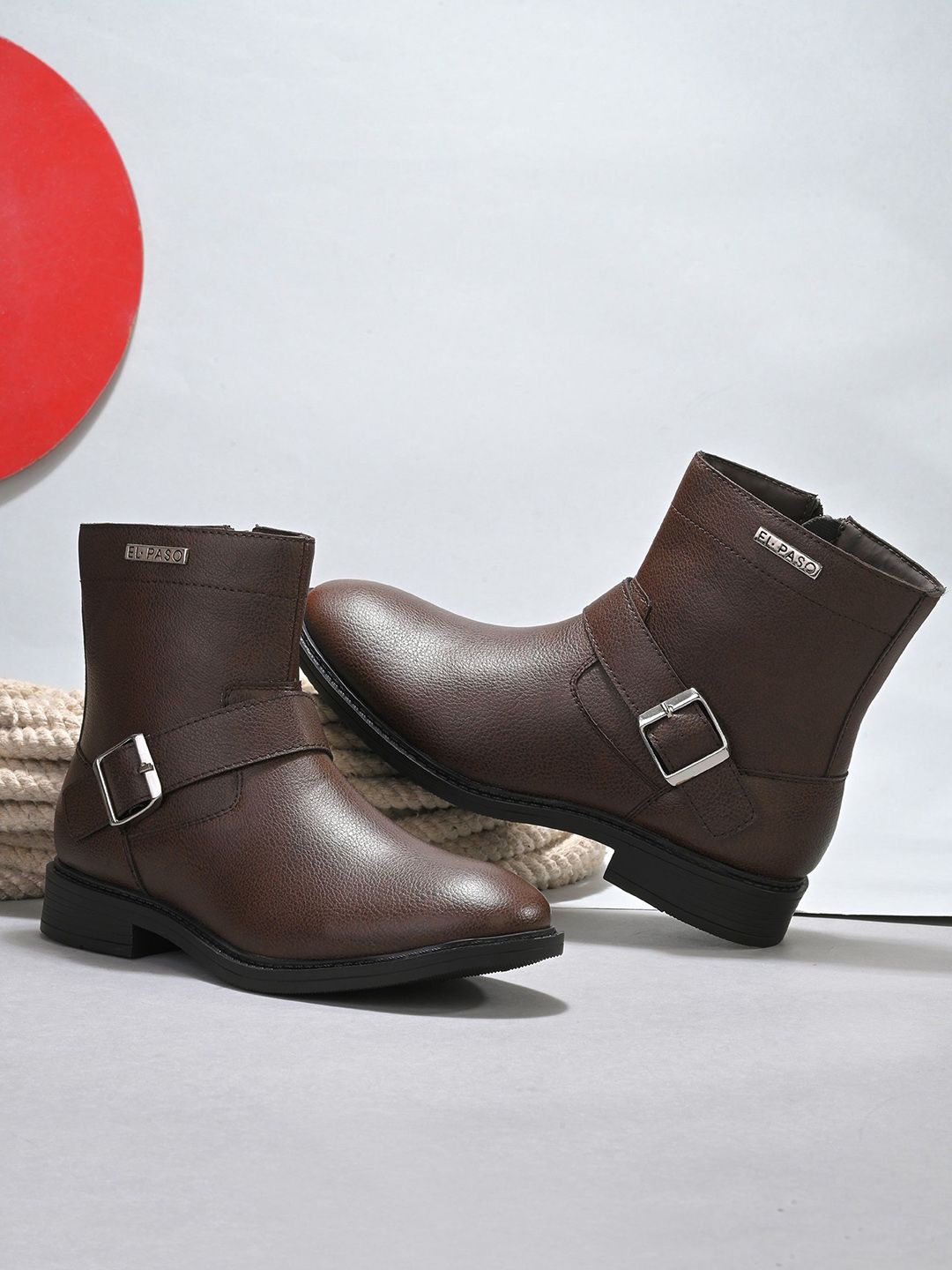 El Paso Women Solid Block-Heeded Chelsea Boots-picture-27