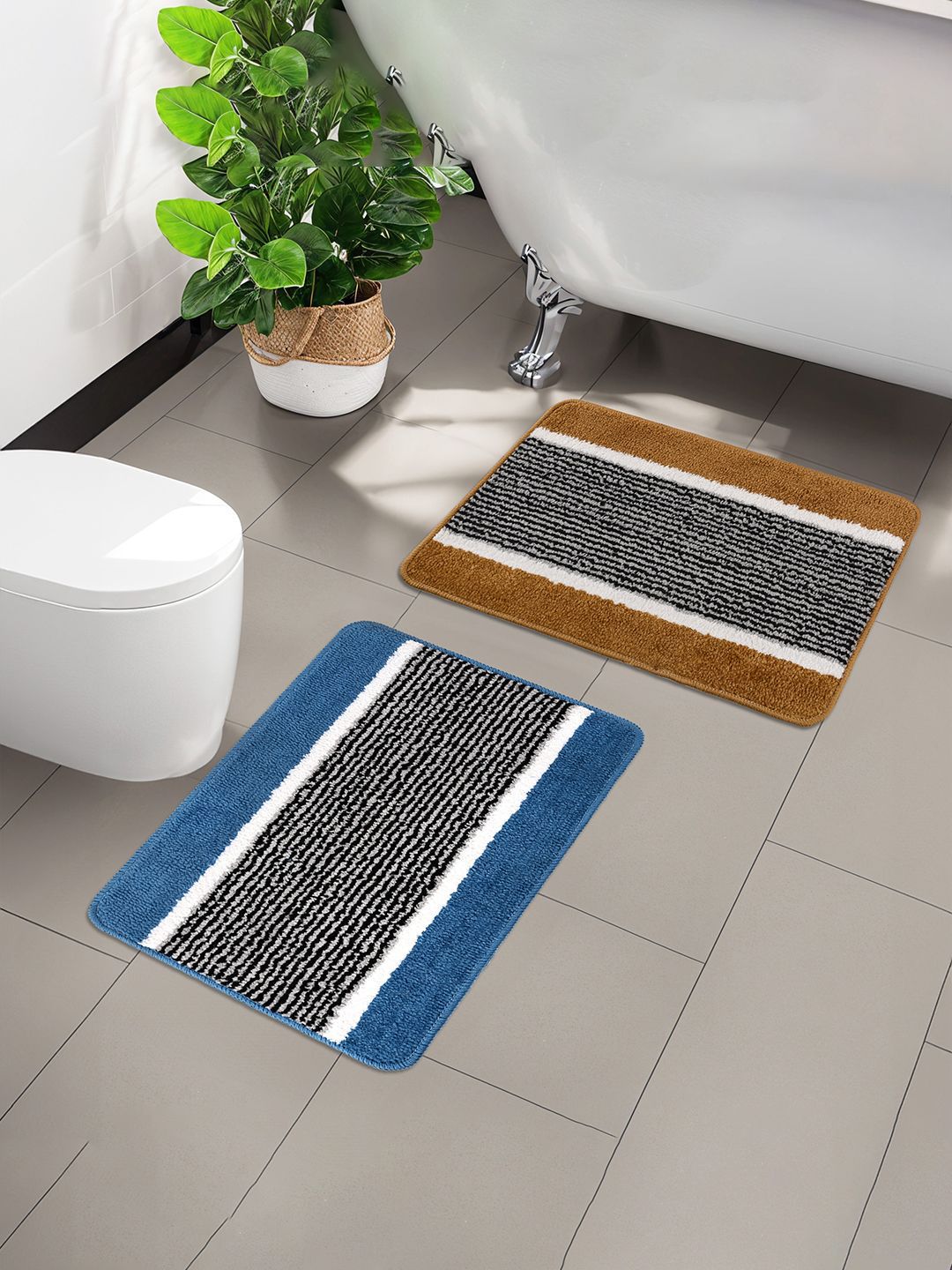 Kuber Industries 2 Pcs Sky Blue Anti-Skid Door Mats-image-12